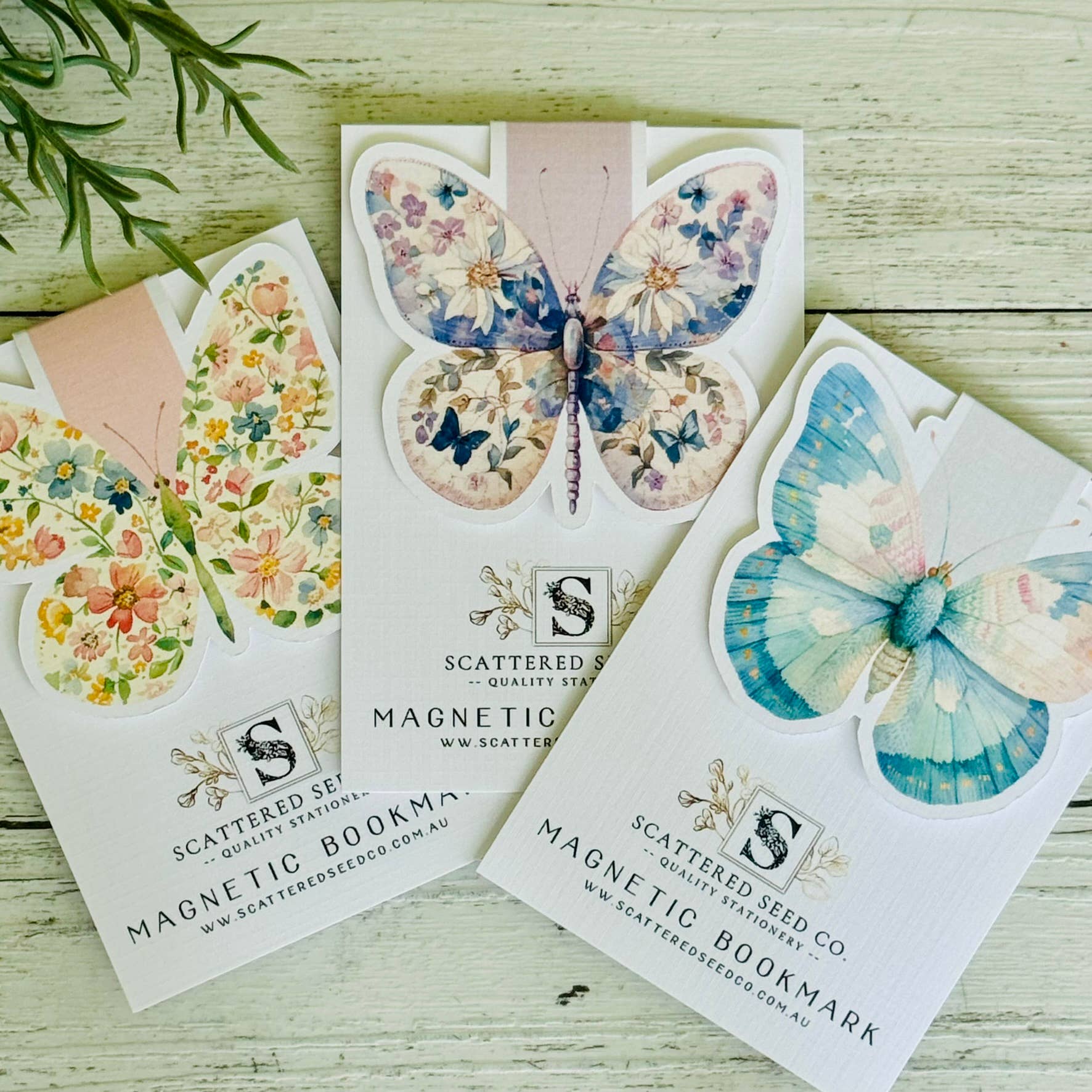Pastel Butterfly Magnetic - Bookmarks set of 3 - The Book Keeper and Co