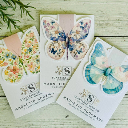 Pastel Butterfly Magnetic - Bookmarks set of 3 - The Book Keeper and Co