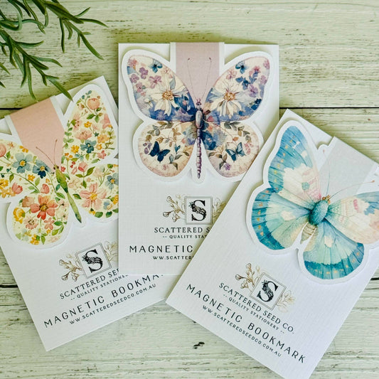 Pastel Butterfly Magnetic - Bookmarks set of 3 - The Book Keeper and Co