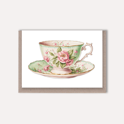 Vintage Teacup blank greeting card - The Book Keeper and Co