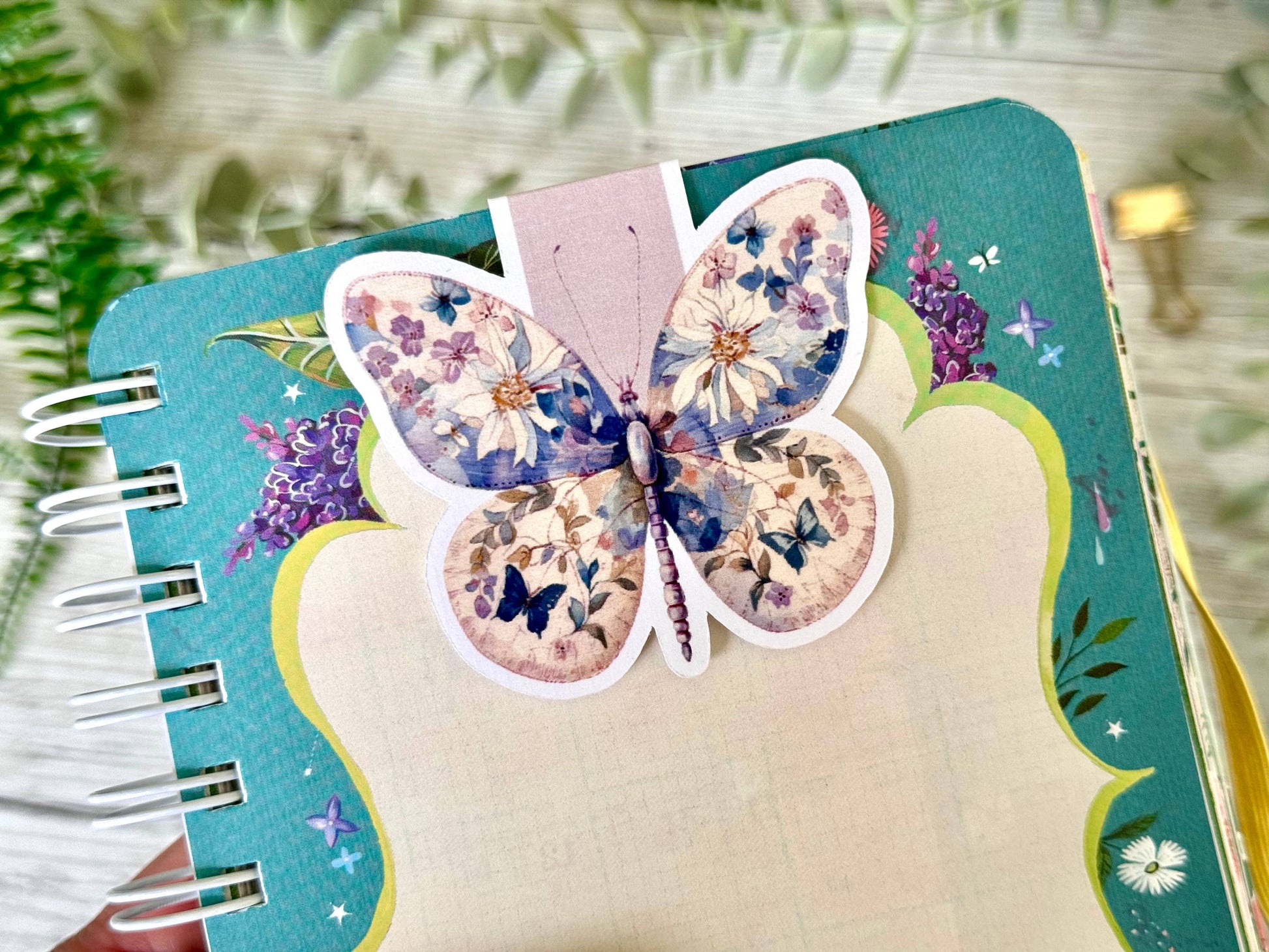 Notebook with a floral butterfly design on a green cover - The Book Keeper and Co