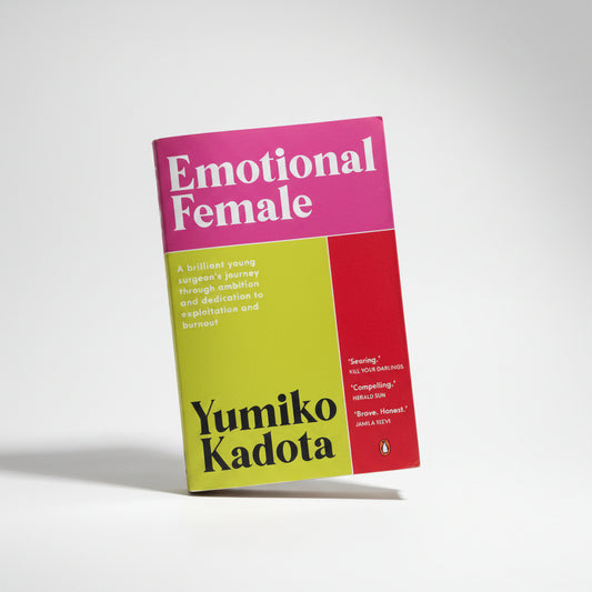 Emotional Female book cover by Yumiko Kadota, featuring a color-blocked design with purple, yellow-green, red, and navy text, published by Penguin.