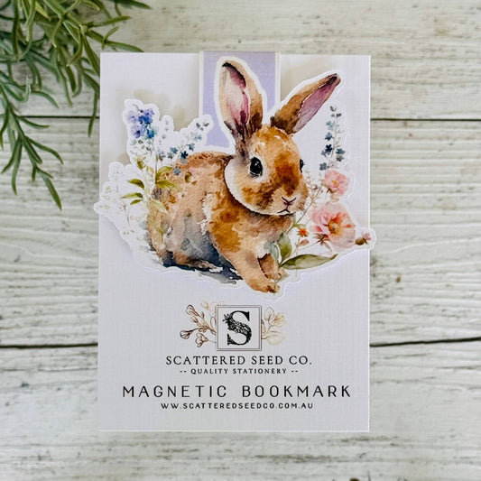 Spring floral Bunny magnetic bookmark - The Book Keeper & Co