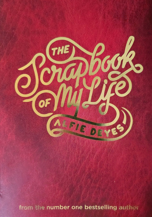 Book cover of 'The Scrapbook of My Life' by Alfie Deyes with gold text on a red background